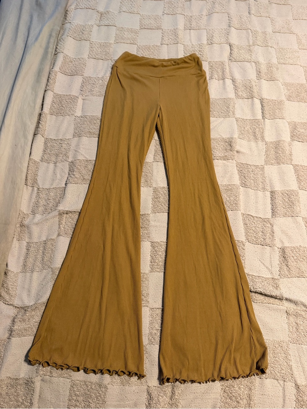 No Boundaries Ribbed Wide-Leg Pants in Mustard
